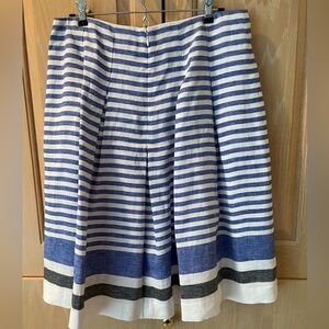 NWT Talbots Blue and White Striped Linen Pleated Skirt